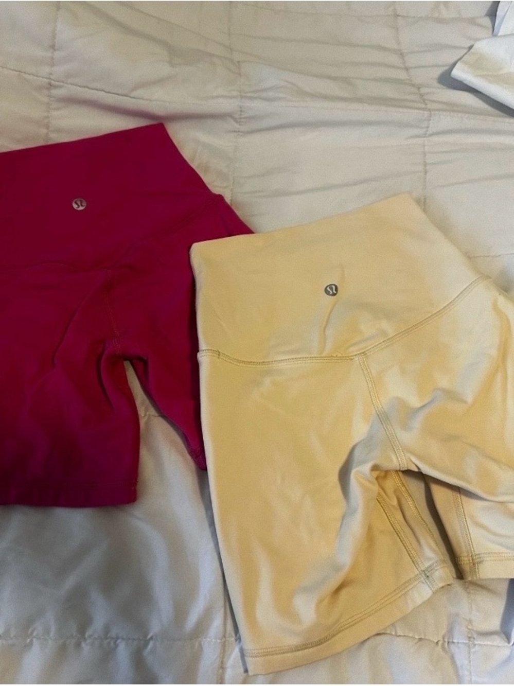 lululemon athletica High-Rise Bike Shorts - Magenta & Cream